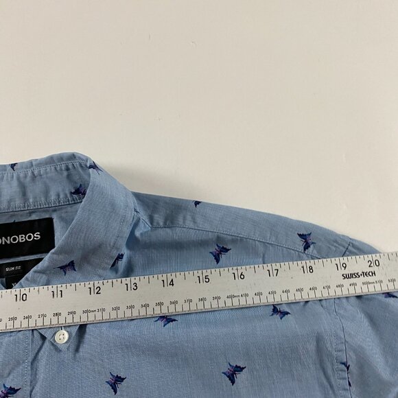 Bonobos Butterfly Print Slim Fit Button Down Shirt Men's XL Blue Cotton - Picture 9 of 11